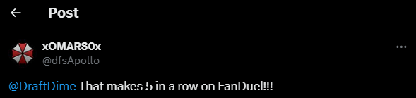 DraftDime user winnings screenshot 26